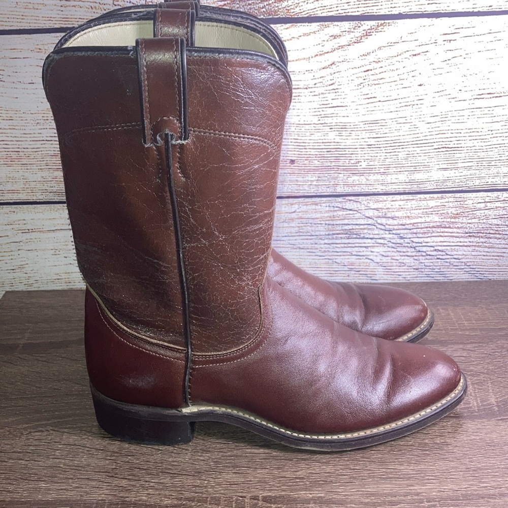 Mens Pre Owned Laredo Burgundy Roper Cowboy Boots Size 7.5D